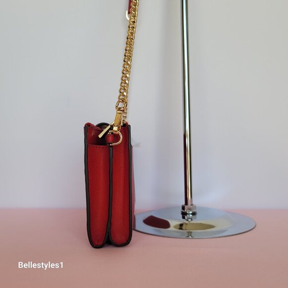 MICHAEL KORS Ruby Small Double-Zip Saffiano Leather Crossbody Bag- Crimson ⭐ - Picture 7 of 16